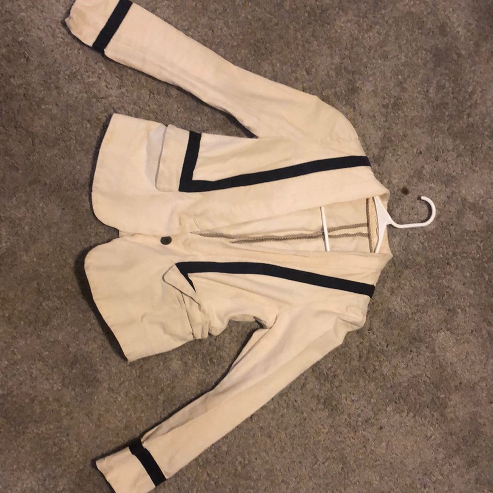 Tan and blue blazer